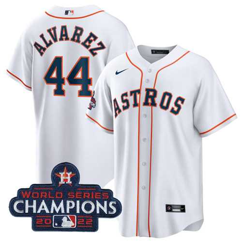 Men%27s Houston Astros #44 Yordan Alvarez White 2022 World Series Champions Home Stitched Baseball Jersey